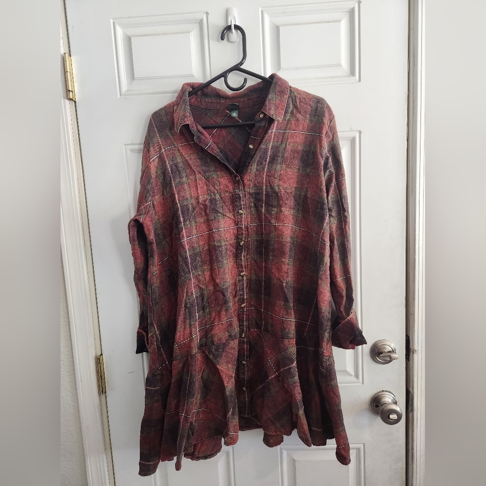 Distressed Plaid Dress